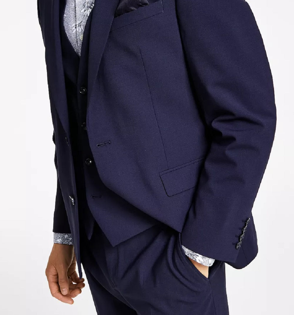 Bar III Jaqueta de lã slim fit masculina azul tamanho 40S