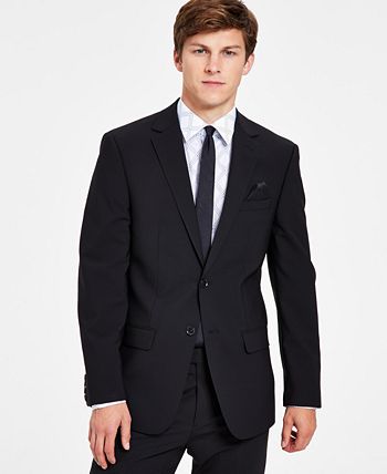 Bar III Terno Masculino Skinny Fit de Lã Antirrugas, Jaqueta Separada, Preta, Tamanho 44