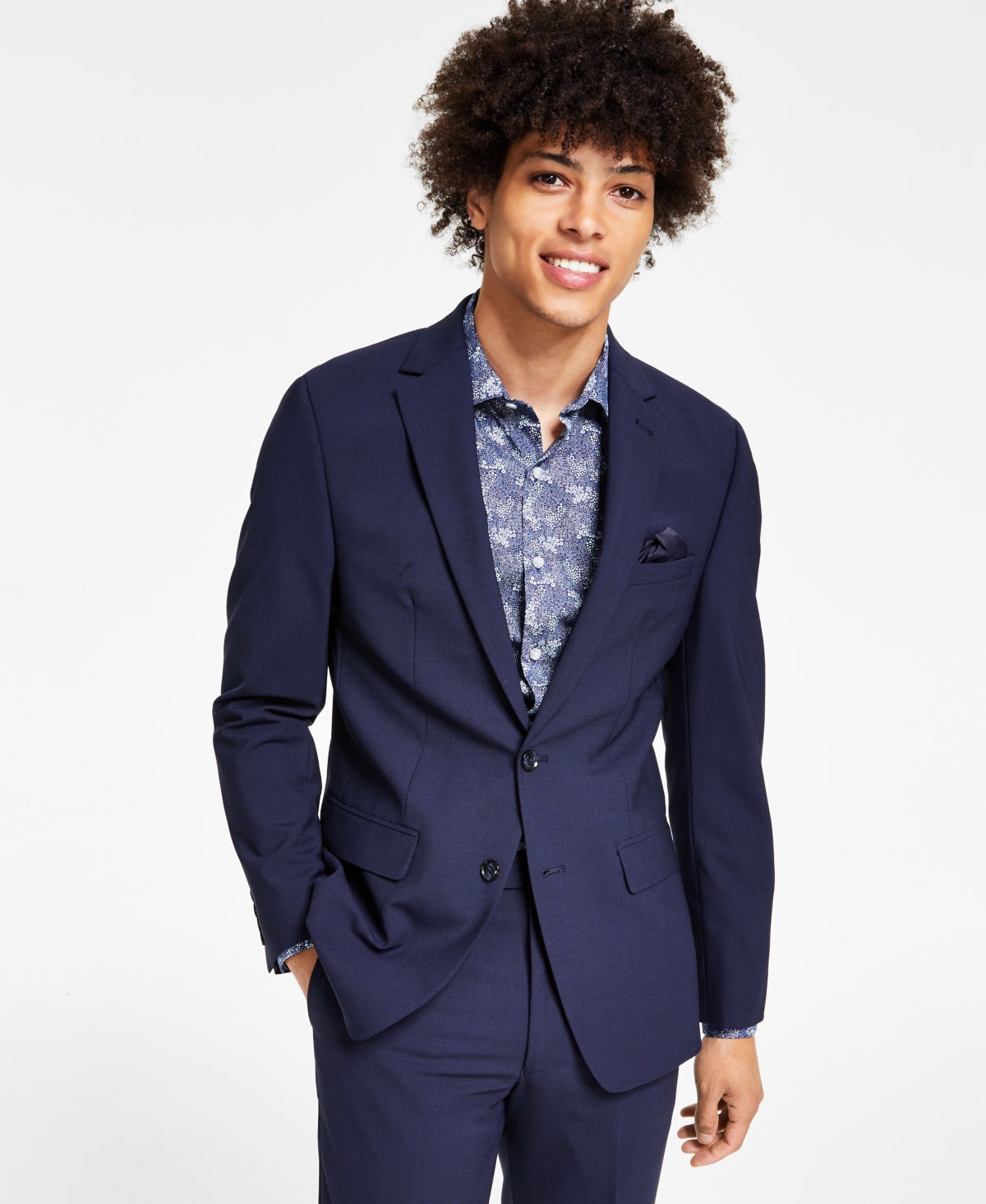 Bar III Terno Masculino Skinny Fit de Lã Antirrugas, Jaqueta Separada, Azul, Tamanho 36