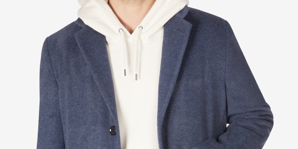Sobretudo Tommy Hilfiger Addison Wool Blend Trim Fit Masculino Azul Tamanho 46R