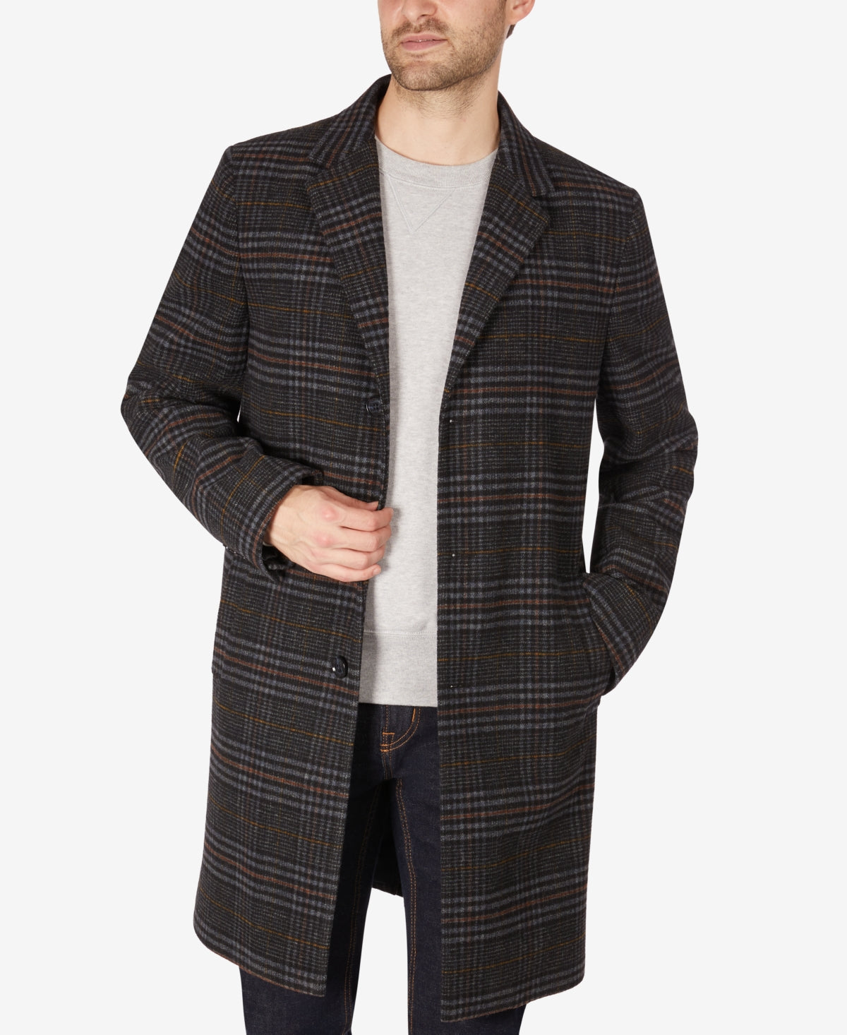 Sobretudo Tommy Hilfiger Addison Wool Blend Trim Fit Masculino Preto Tamanho 38 P