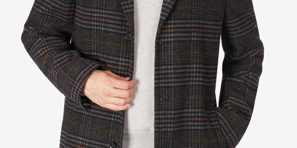 Sobretudo Tommy Hilfiger Addison Wool Blend Trim Fit Masculino Preto Tamanho 38 P