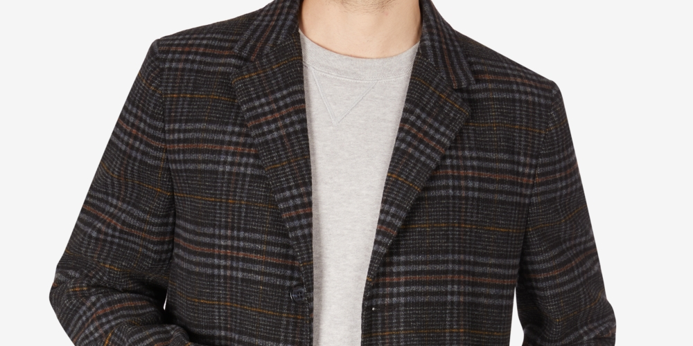 Sobretudo Tommy Hilfiger Addison Wool Blend Trim Fit Masculino Preto Tamanho 38R