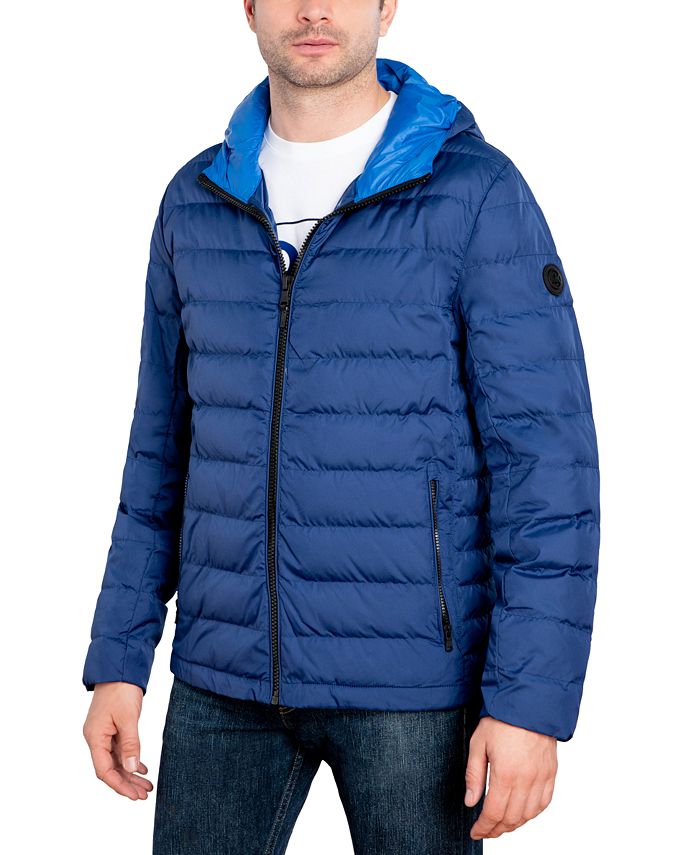 Jaqueta masculina Michael Kors Down Puffer azul tamanho GG