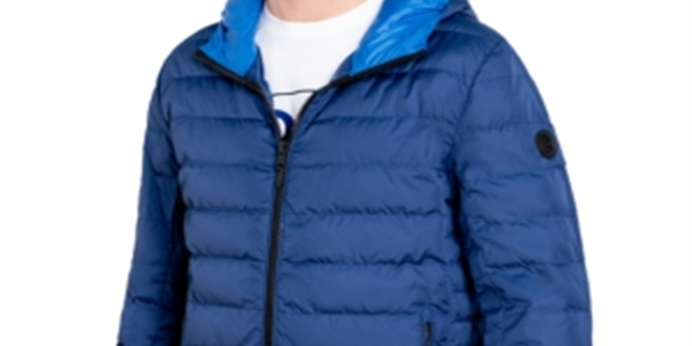 Jaqueta masculina Michael Kors Down Puffer azul tamanho GG