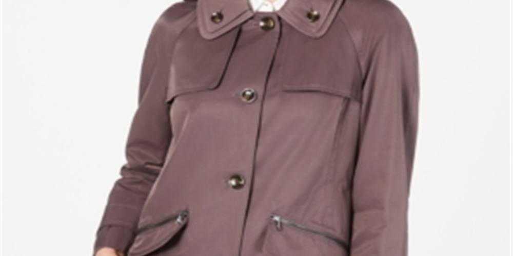 Casaco de chuva feminino London Fog com botões roxos, tamanho pequeno XS