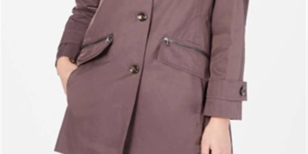 Casaco de chuva feminino London Fog com botões roxos, tamanho pequeno XS