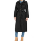 London Fog Hooded Waterproof Trench Coat Feminino Preto Tamanho XX-G