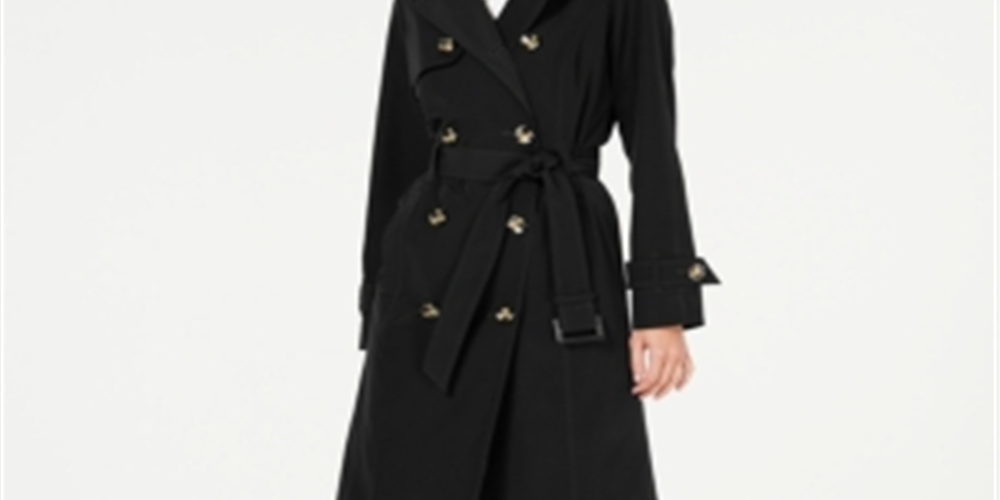 London Fog Trench Coat Feminino com Cinto e Trench Coat Resistente à Água, Preto, Tamanho Pequeno