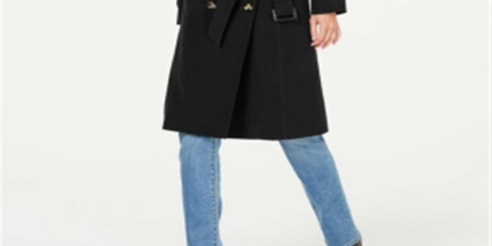 London Fog Trench Coat Feminino com Cinto e Trench Coat Resistente à Água, Preto, Tamanho Pequeno