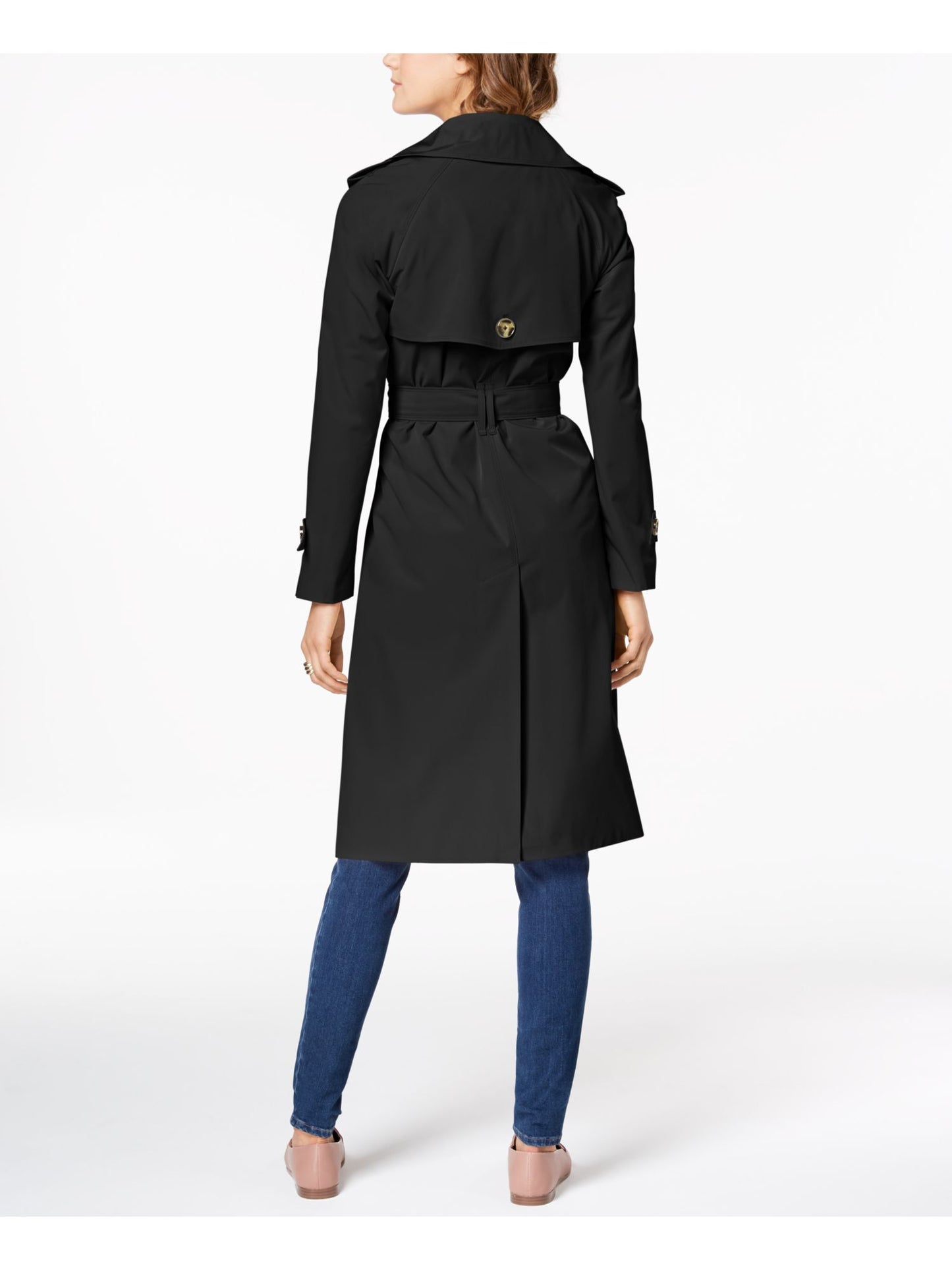 London Fog Trench Coat Feminino Cinto Trench Coat Resistente à Água Preto Tamanho Médio