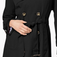 London Fog Trench Coat Feminino Cinto Trench Coat Resistente à Água Preto Tamanho Médio