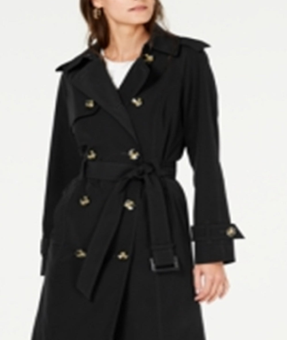 London Fog Trench Coat Feminino Trench Coat Resistente à Água com Cinto e Trecho Duplo Preto Tamanho Grande