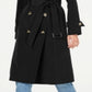 London Fog Trench Coat Feminino Trench Coat Resistente à Água com Cinto e Trecho Duplo Preto Tamanho Grande