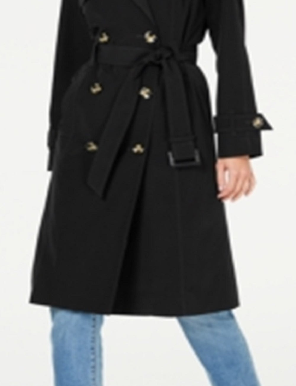London Fog Trench Coat Feminino Trench Coat Resistente à Água com Cinto e Trecho Duplo Preto Tamanho Grande