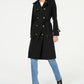 London Fog Trench Coat Feminino Trench Coat Resistente à Água com Cinto e Trecho Duplo Preto Tamanho XX-Grande