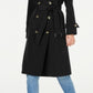 London Fog Trench Coat Feminino Trench Coat Resistente à Água com Cinto e Trecho Duplo Preto Tamanho XX-Grande