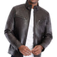 Jaqueta de couro sintético perfurada masculina Michael Kors, marrom, tamanho pequeno