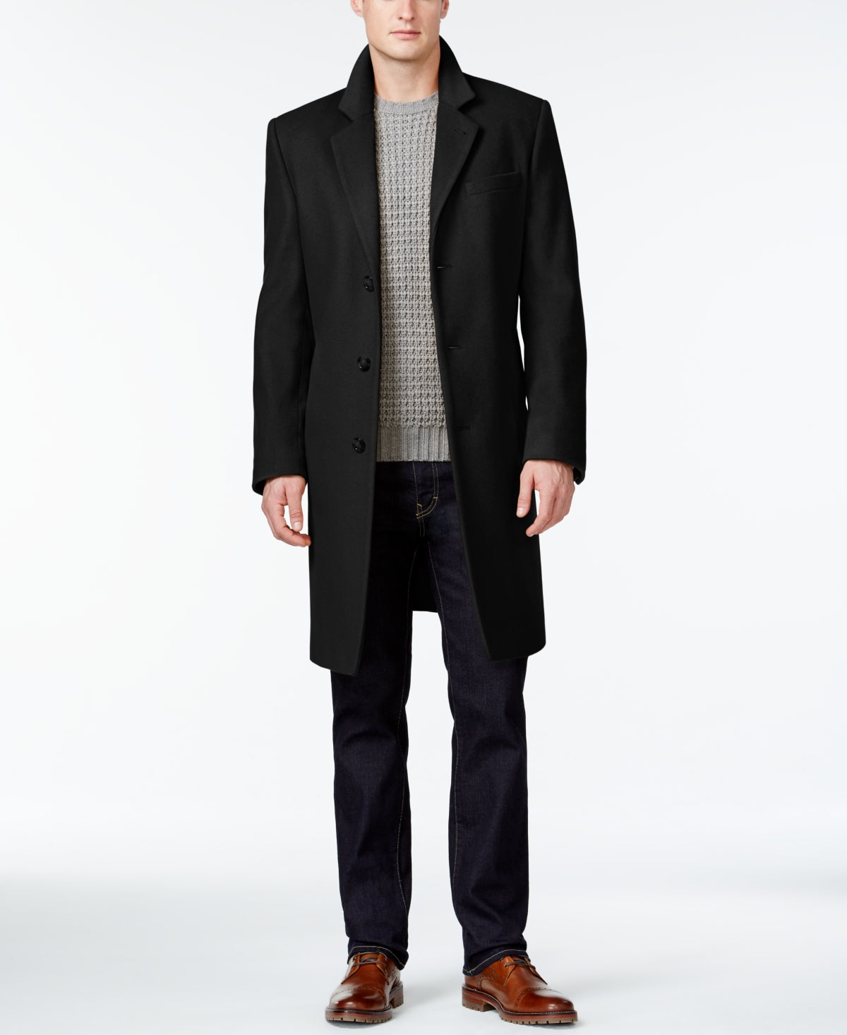 Sobretudo Michael Kors Masculino Madison Wool Blend Modern Fit Preto Tamanho 36