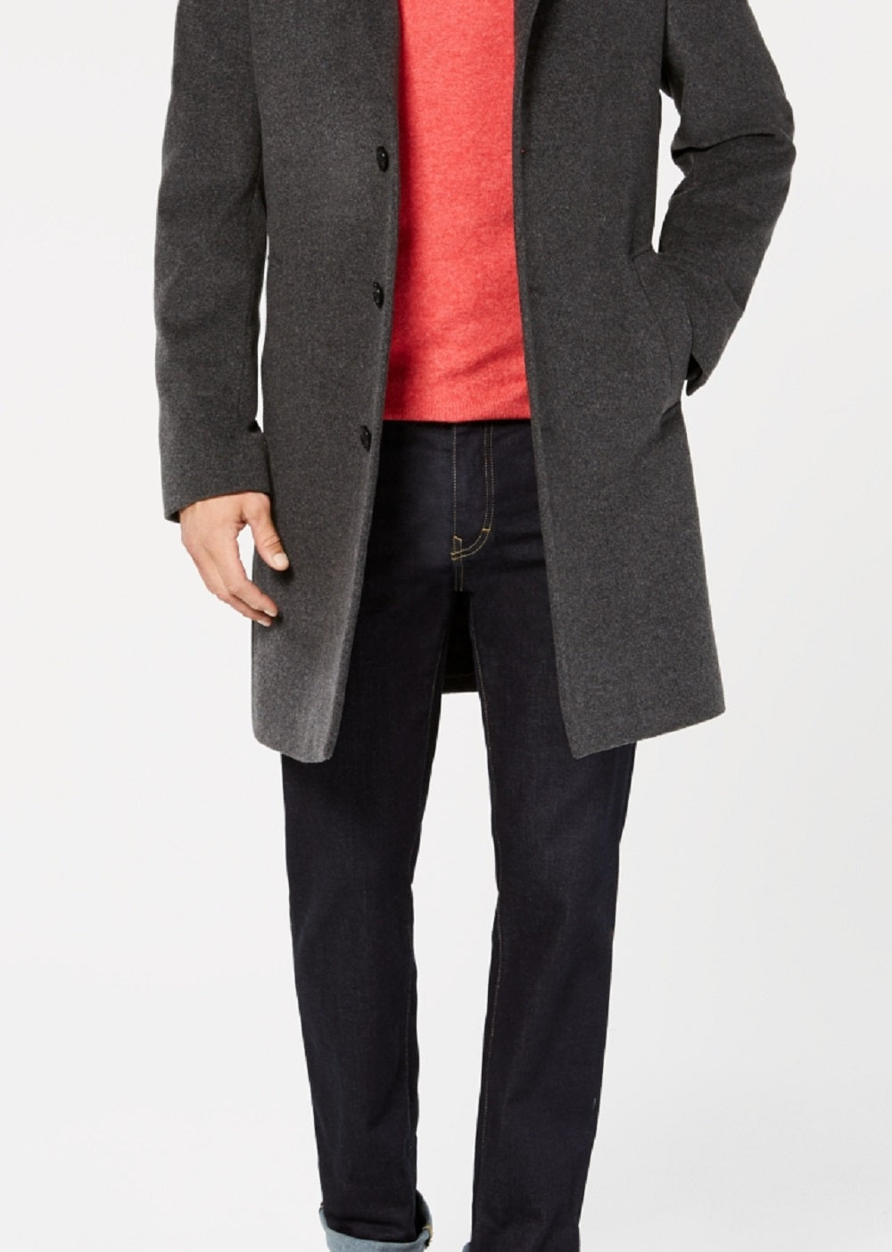 Sobretudo Michael Kors Masculino Madison Wool Blend Modern Fit Cinza Tamanho 36