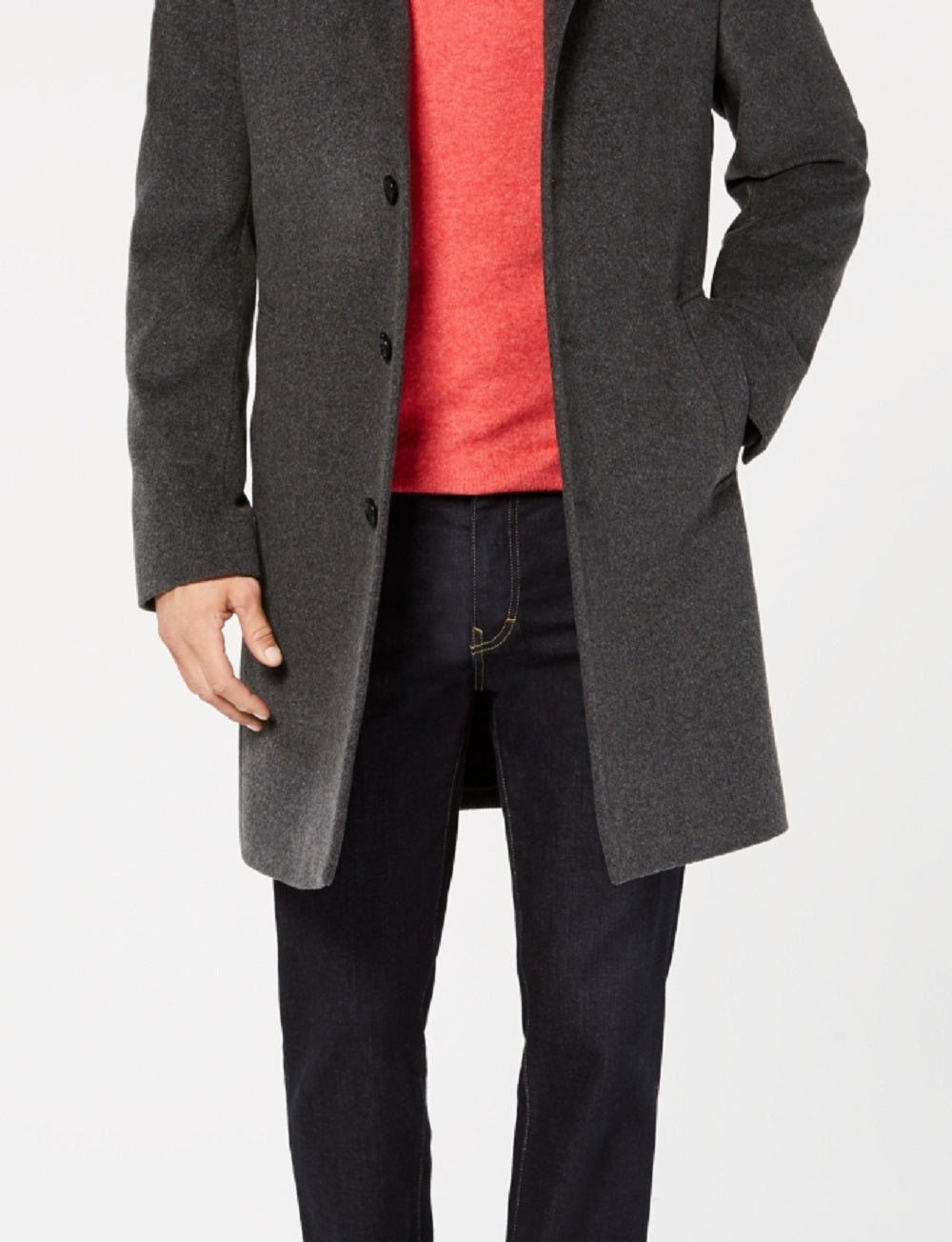 Sobretudo masculino Michael Kors Madison Wool Blend Modern Fit Cinza Tamanho 42