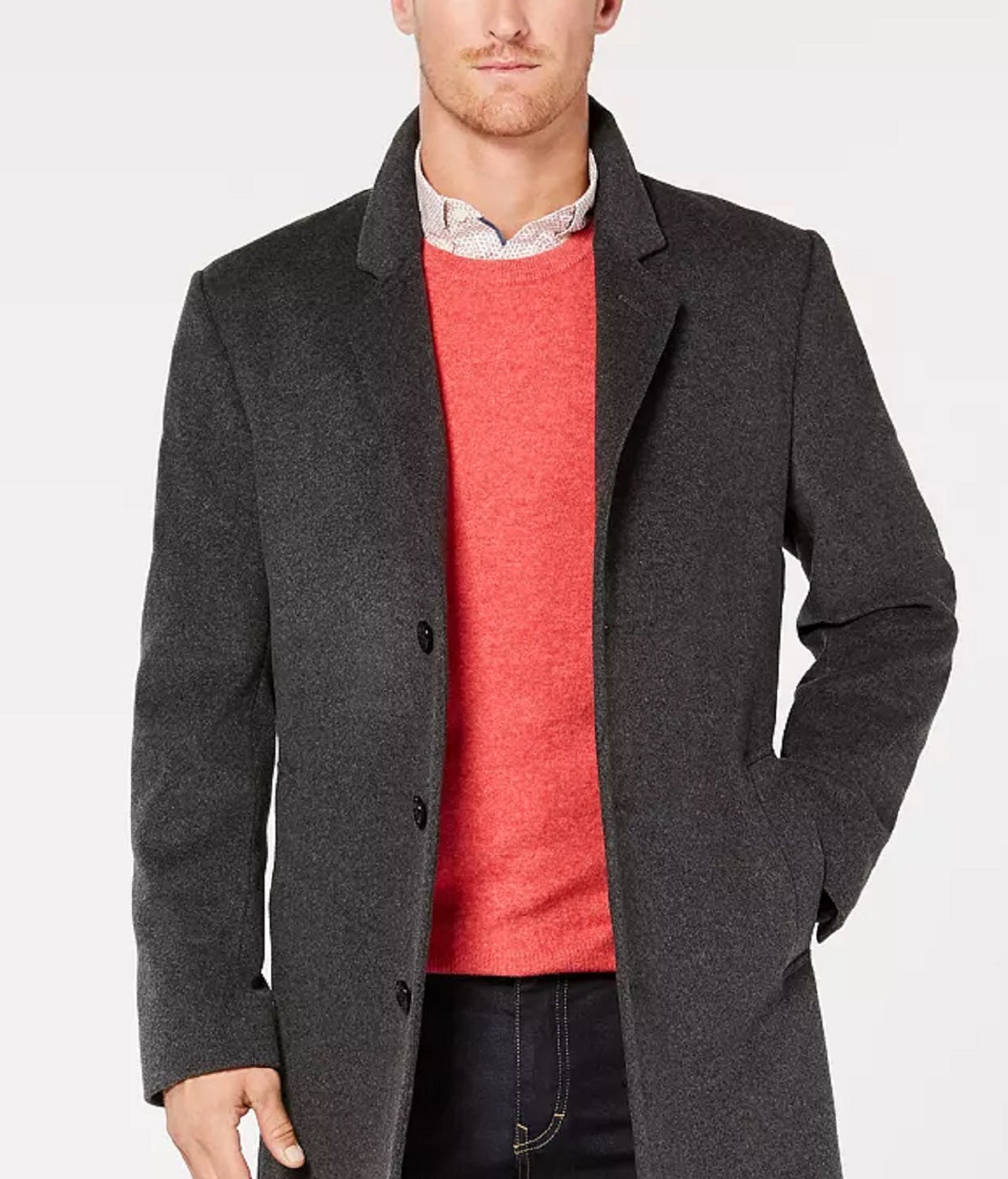 Sobretudo Michael Kors Masculino Madison Wool Blend Modern Fit Cinza Tamanho 44