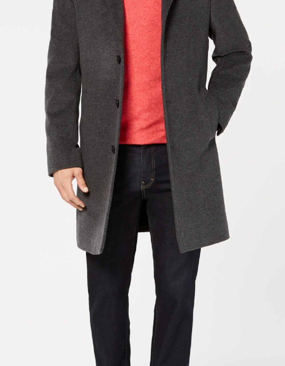 Sobretudo Michael Kors Masculino Madison Wool Blend Modern Fit Cinza Tamanho 46