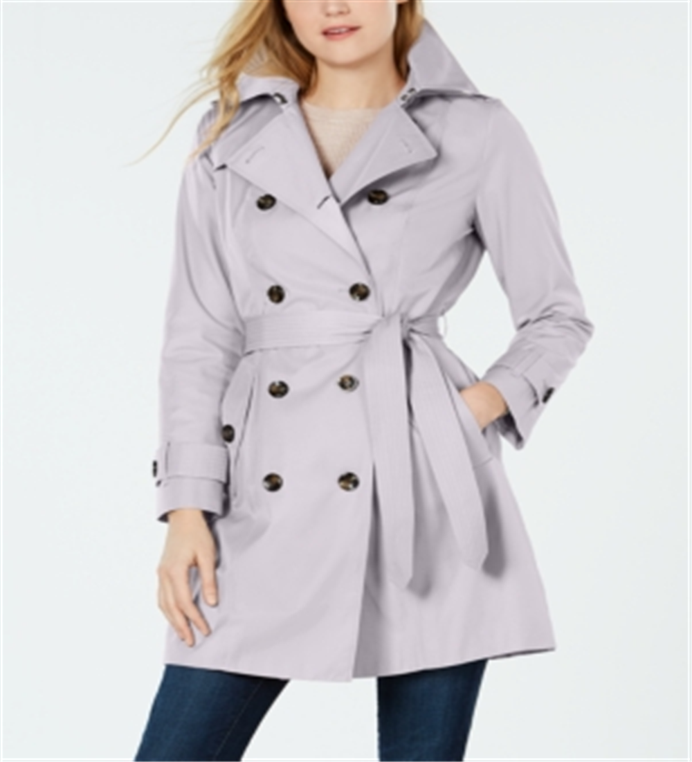 London Fog Trench Coat Feminino com Cinto e Trench Coat Roxo Tamanho XS