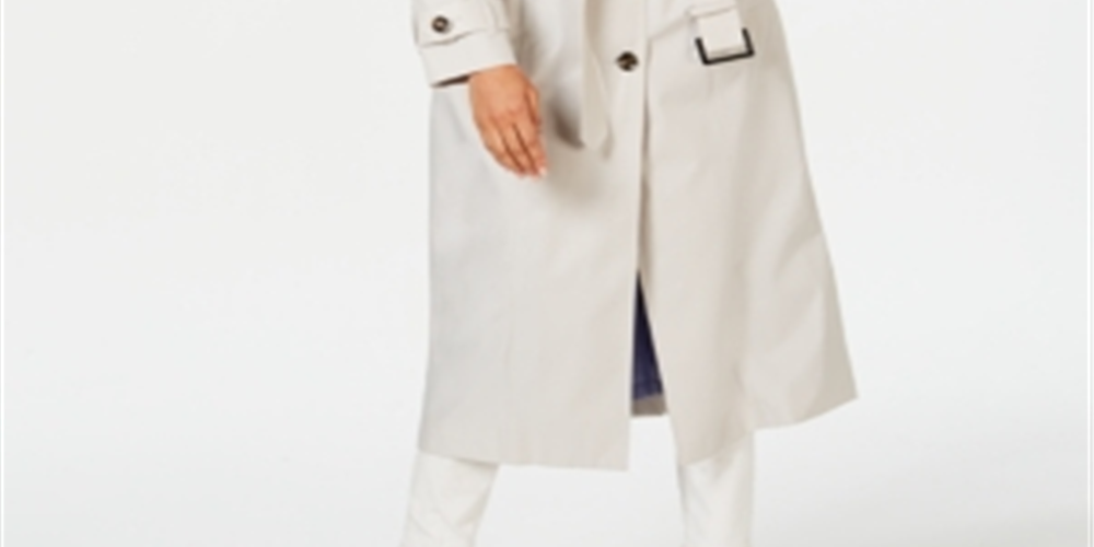 Sobretudo impermeável com capuz e abotoamento simples London Fog para mulher - Bege Pebble, tamanho P