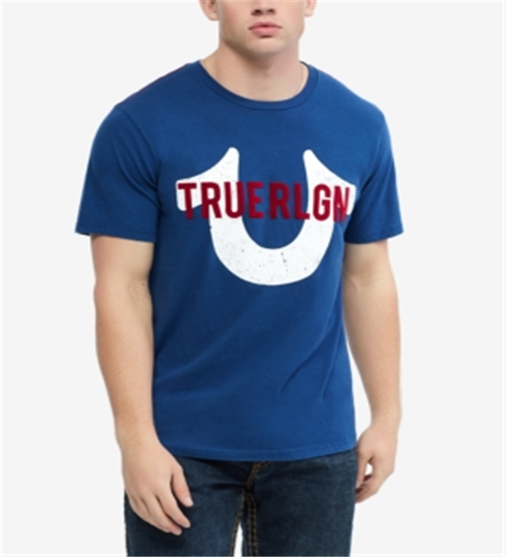 Camiseta masculina True Religion Logo Mania azul tamanho grande