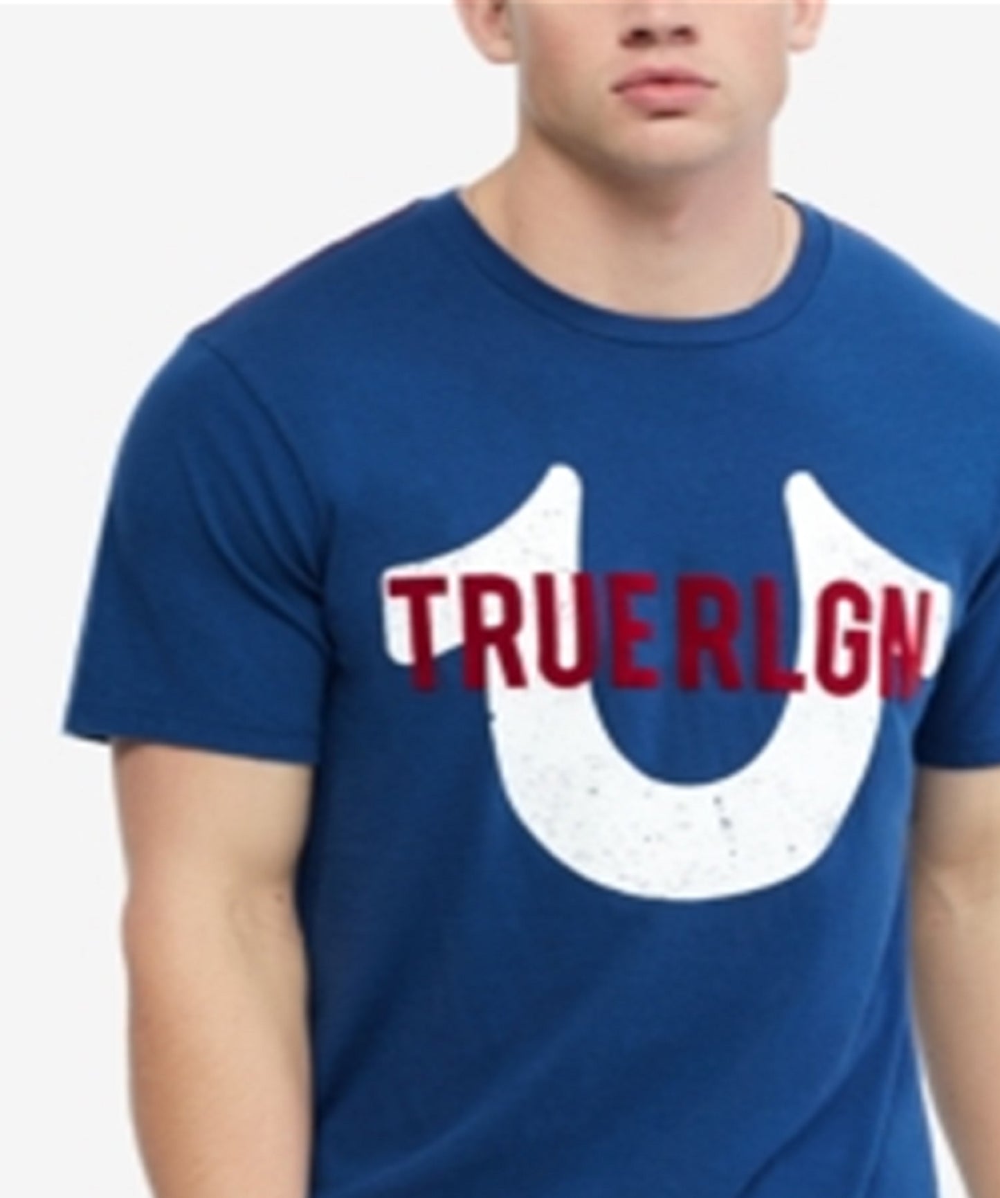 Camiseta masculina True Religion Logo Mania azul tamanho grande