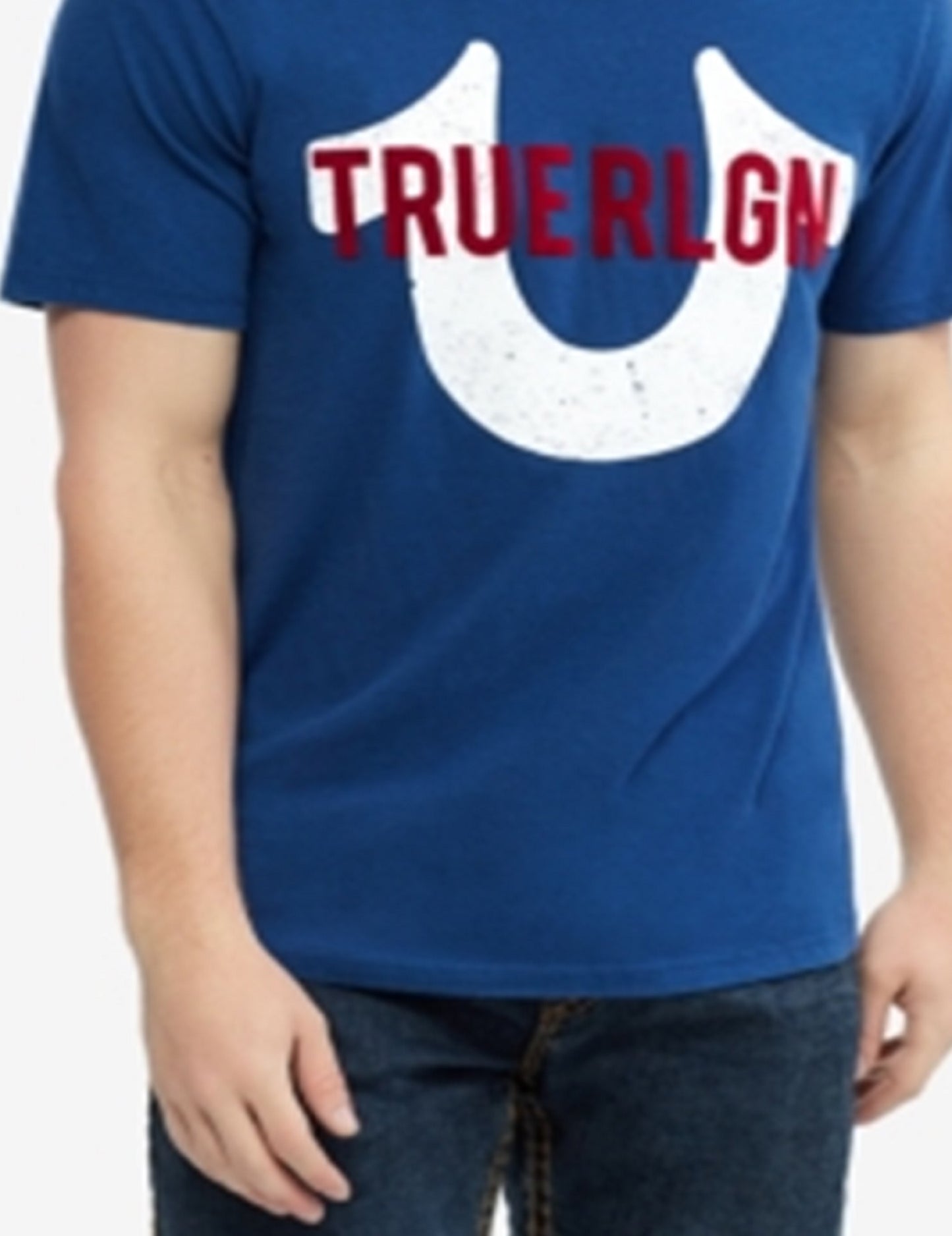Camiseta masculina True Religion Logo Mania azul tamanho grande