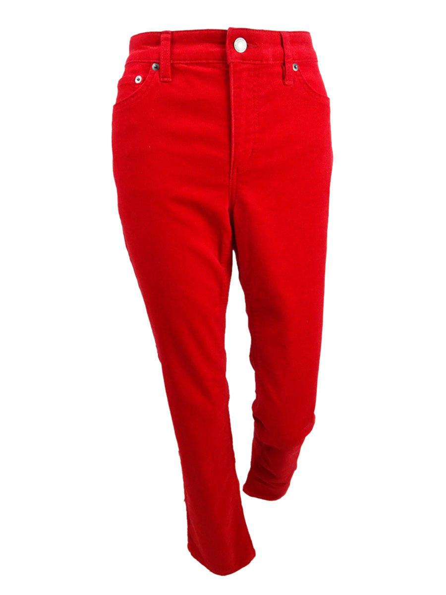 Calça feminina Petite Premier Straight Lauren Ralph Lauren vermelha tamanho 8P