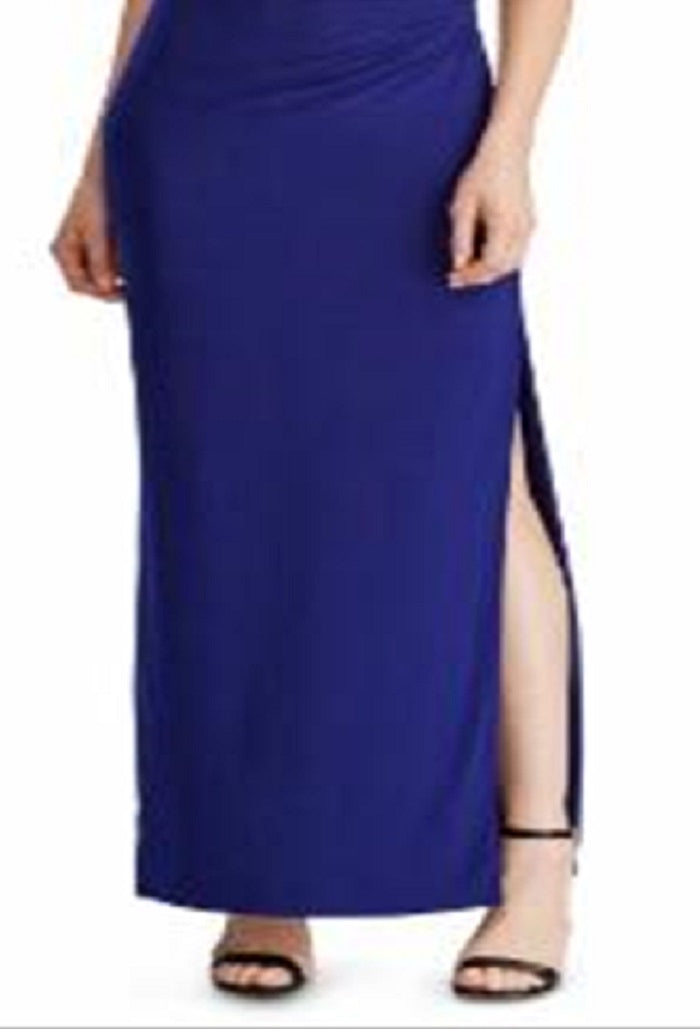Vestido de festa longo e justo Ralph Lauren feminino, azul, tamanho 6