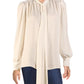 Blusa Ralph Lauren Feminina com Botões e Gola Amarrada, Marrom, Tamanho Médio