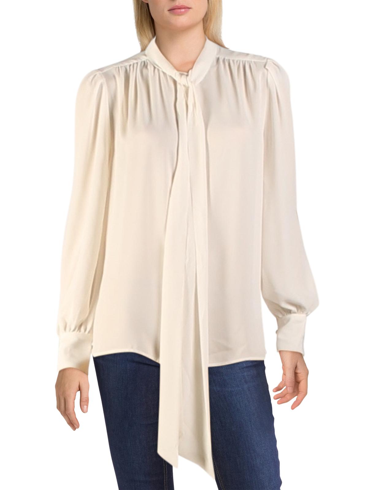 Blusa Ralph Lauren Feminina com Botões e Gola Amarrada, Marrom, Tamanho Médio
