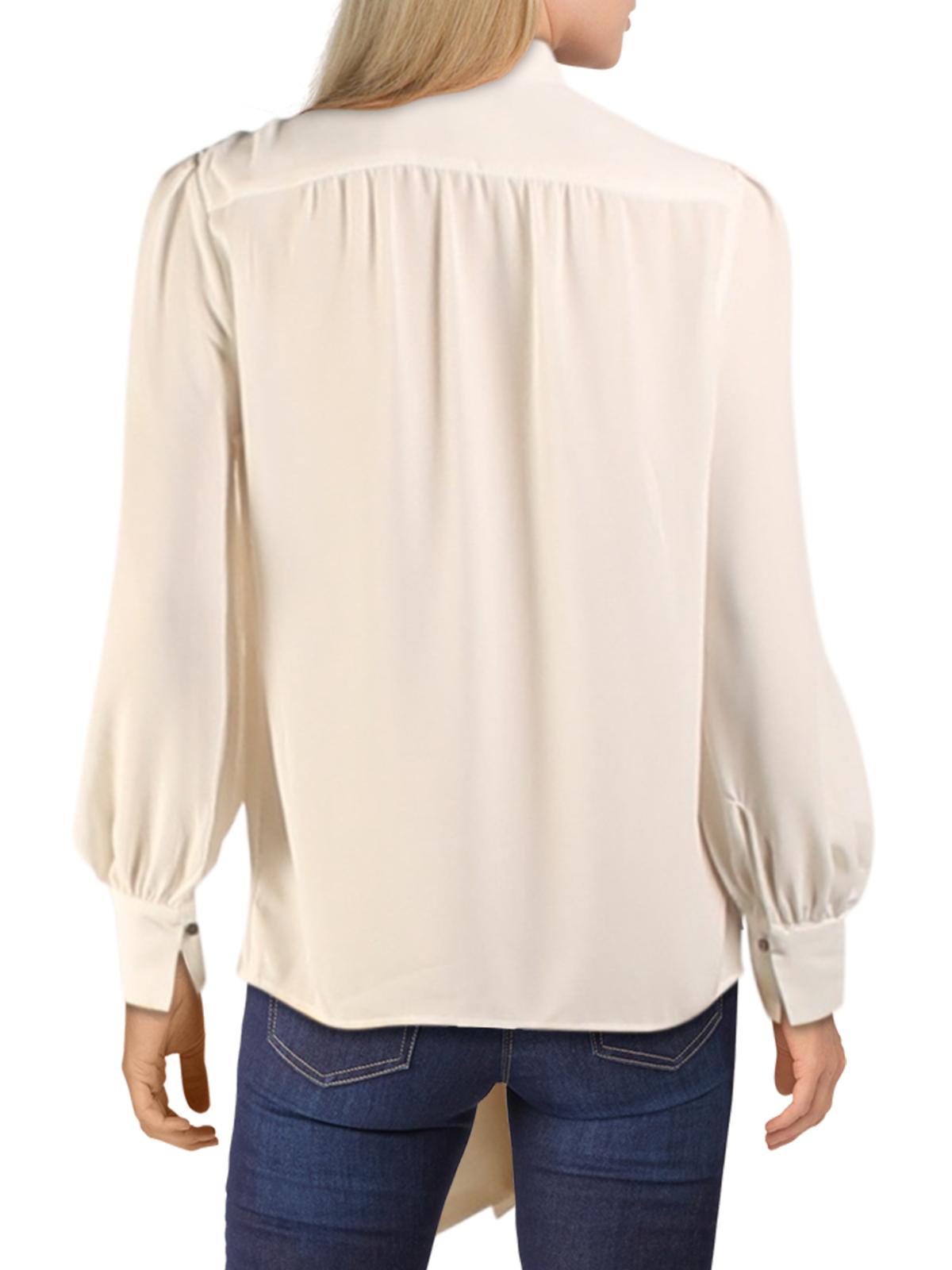 Blusa Ralph Lauren Feminina com Botões e Gola Amarrada, Marrom, Tamanho Médio
