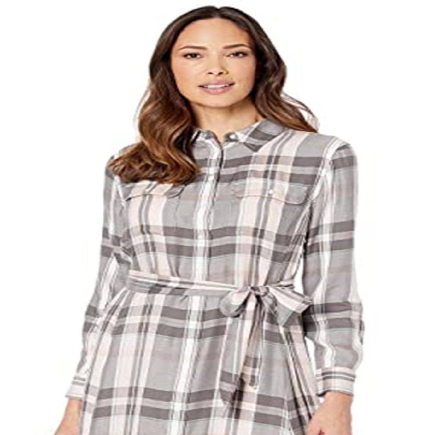 Vestido feminino xadrez de manga comprida Ralph Lauren, rosa, tamanho 10