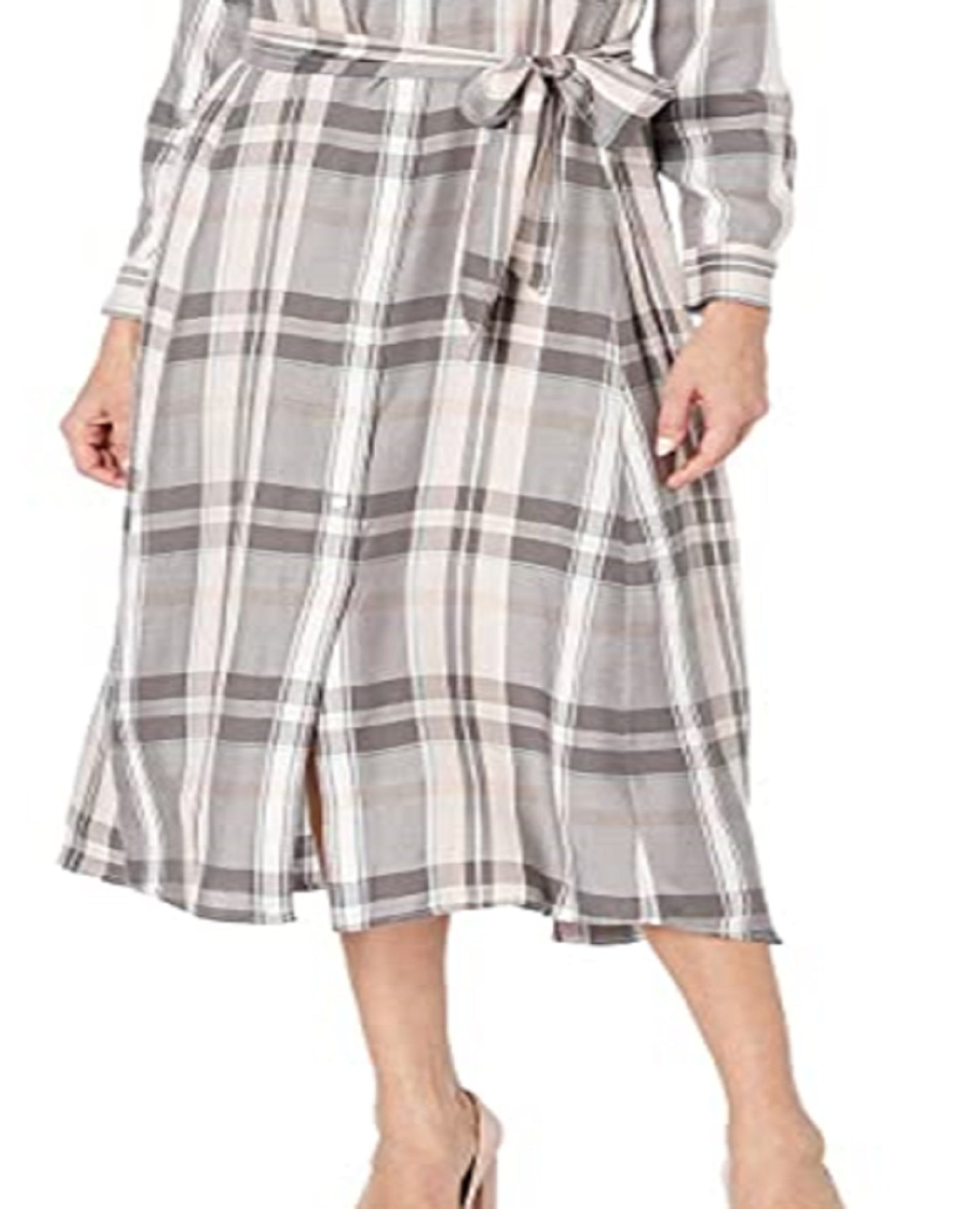 Vestido feminino xadrez de manga comprida Ralph Lauren, rosa, tamanho 10