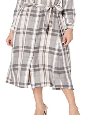 Vestido feminino xadrez de manga comprida Ralph Lauren, rosa, tamanho 10