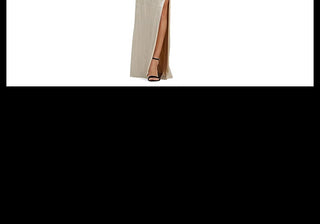 Vestido longo feminino metálico champanhe/prateado Lauren Ralph Lauren tamanho 2