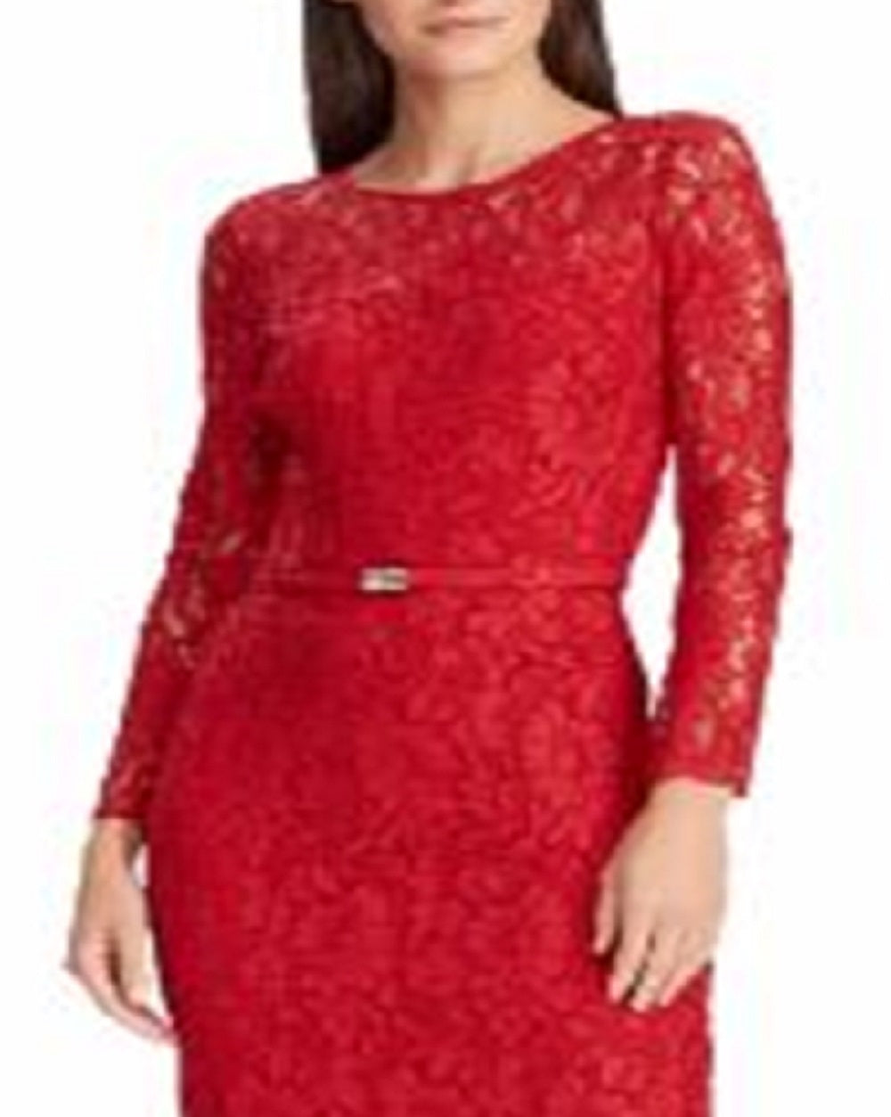 Vestido floral de renda feminino Ralph Lauren, vermelho, tamanho 6