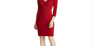 Vestido longo acima do joelho Ralph Lauren feminino, vermelho, tamanho 14, pequeno