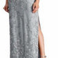 Vestido Ralph Lauren Feminino com Jugo de Renda Cinza Tamanho 14