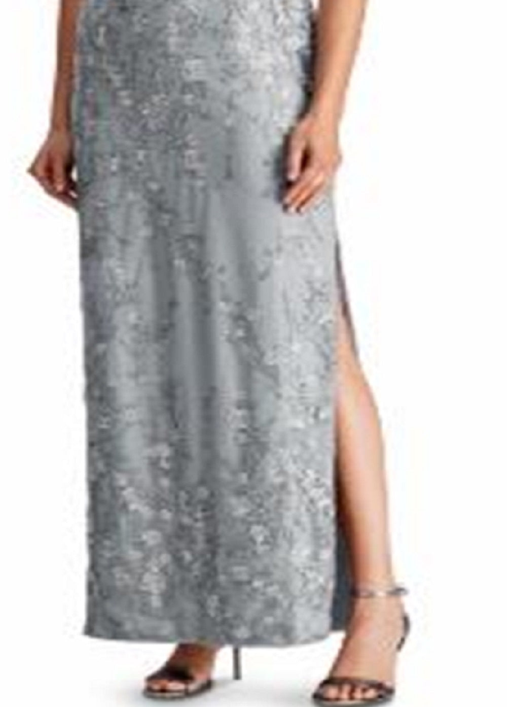 Vestido Ralph Lauren Feminino com Jugo de Renda Cinza Tamanho 14