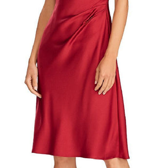 Vestido de festa feminino Ralph Lauren, sem mangas, decote em V, comprimento até o joelho, tamanho 14, vermelho