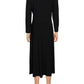 Vestido feminino preto com cinto e fenda lateral RALPH LAUREN tamanho 12