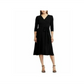 Vestido feminino preto com cinto e fenda lateral RALPH LAUREN tamanho 12