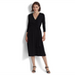 Vestido feminino preto com cinto e fenda lateral RALPH LAUREN tamanho 12