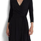 Vestido midi Ralph Lauren feminino em jersey fosco, preto, tamanho 6